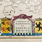 1640 MAP of Hainaut Namur BELGIUM by WILLEM BLAEU antique AUTHENTIC hand colored