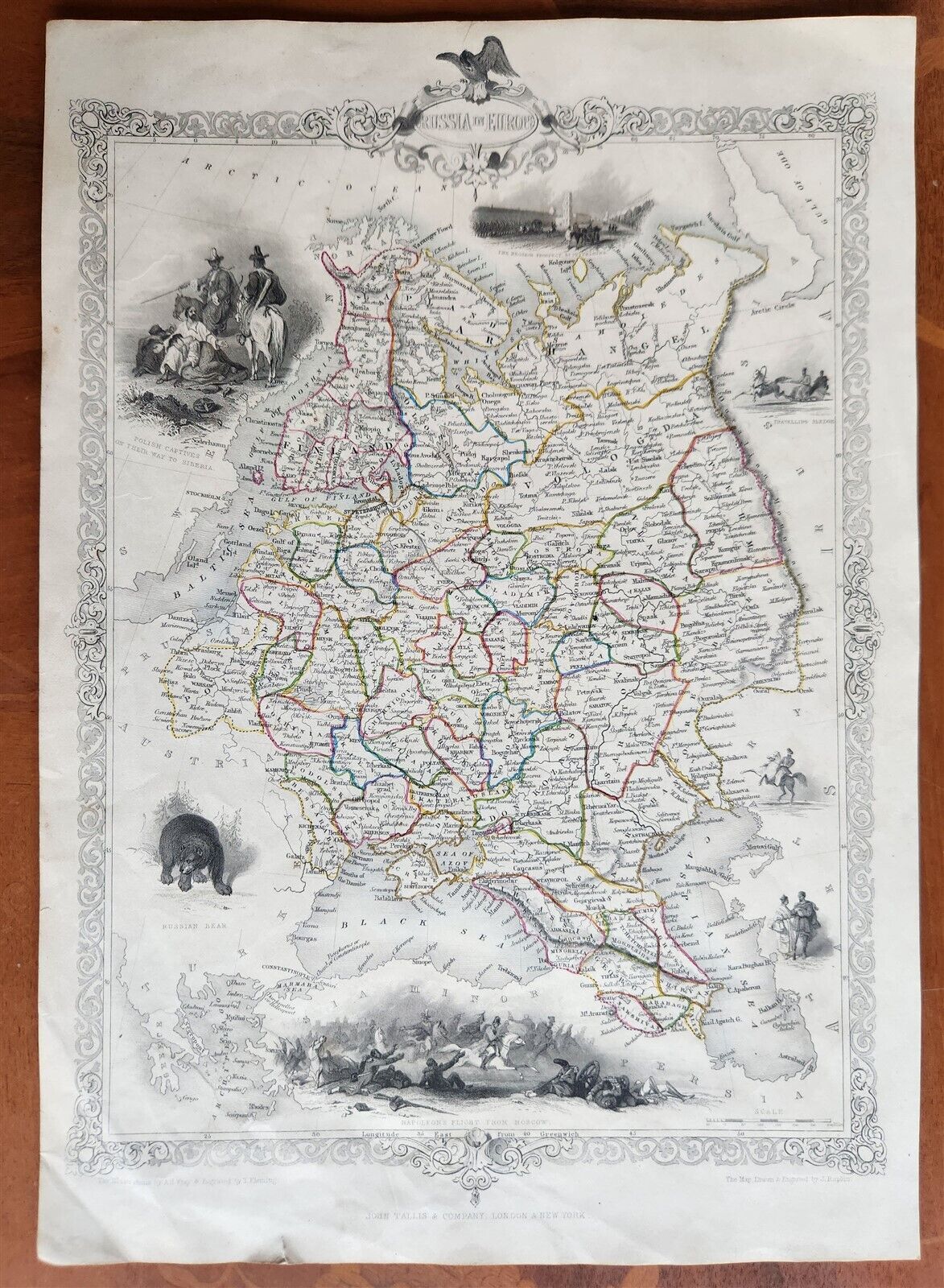 1851 RUSSIA in EUROPE antique MAP