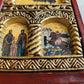 GREEK ORTHODOX ICON wooden TRIPTYCH Byzantine JESUS & GUARDIAN ANGELS w/ COA