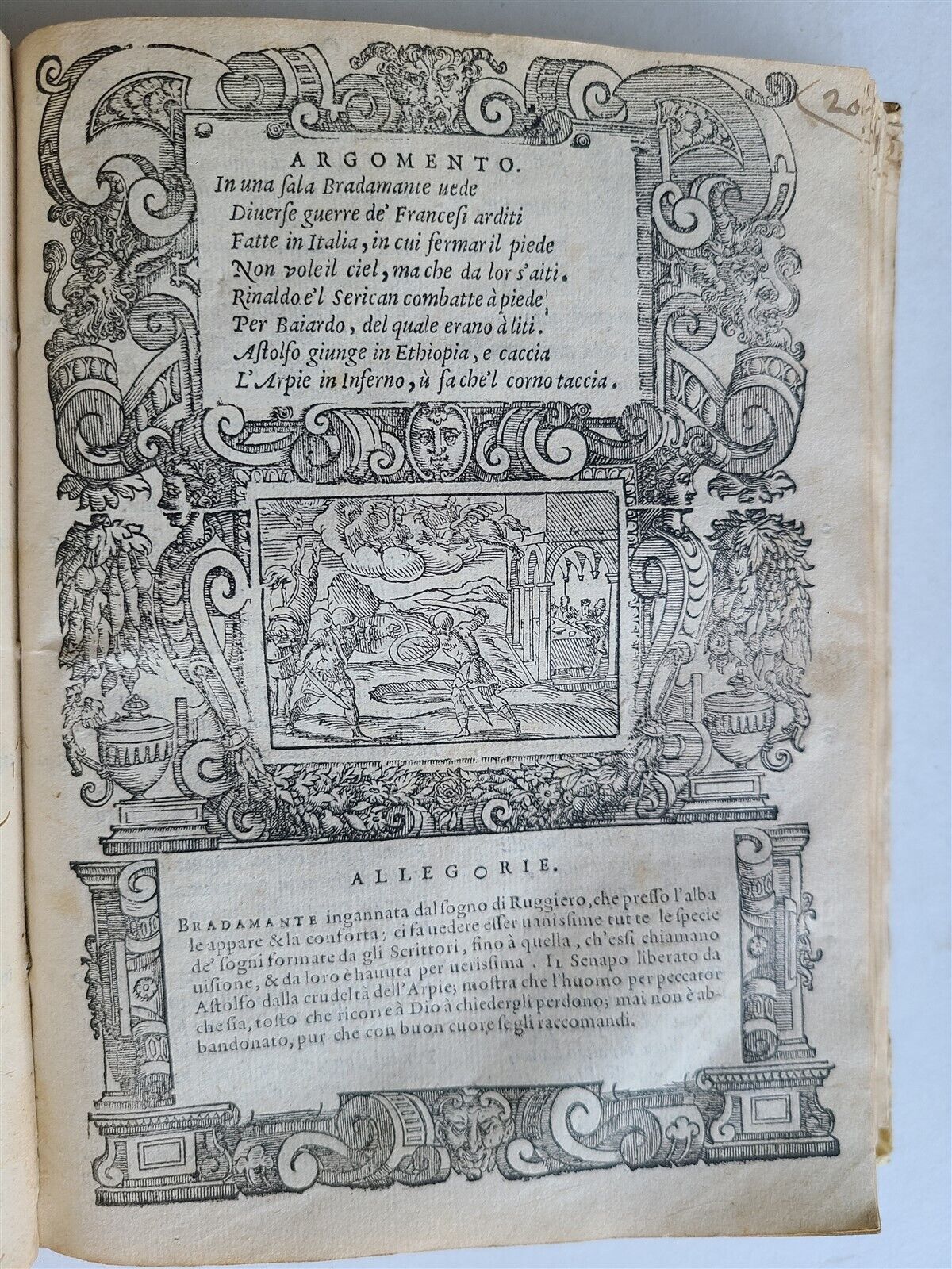 1583 ORLANDO FURIOSO by Ludovico ARIOSTO STRIKINGLY ILLUSTRATED antique vellum