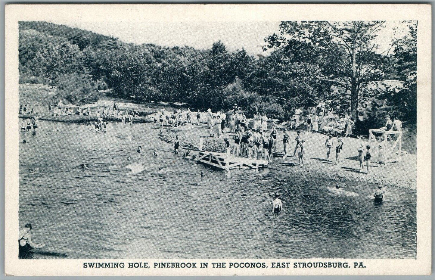 EAST STROUDSBURG PA SWIMMING HOLE PINESBOOK in POCONOS ANTIQUE POSTCARD