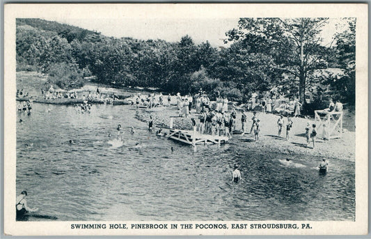 EAST STROUDSBURG PA SWIMMING HOLE PINESBOOK in POCONOS ANTIQUE POSTCARD