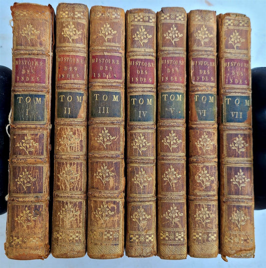 1775 HISTORY of EUROPEAN SETTLEMENTS & TRADE in INDIES 7 VOLUMES antique w/MAPS