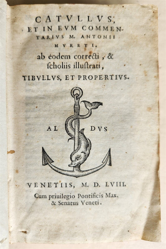 1558 ALDINE PRESS CATULLUS antique 16th CENTURY - POETRY