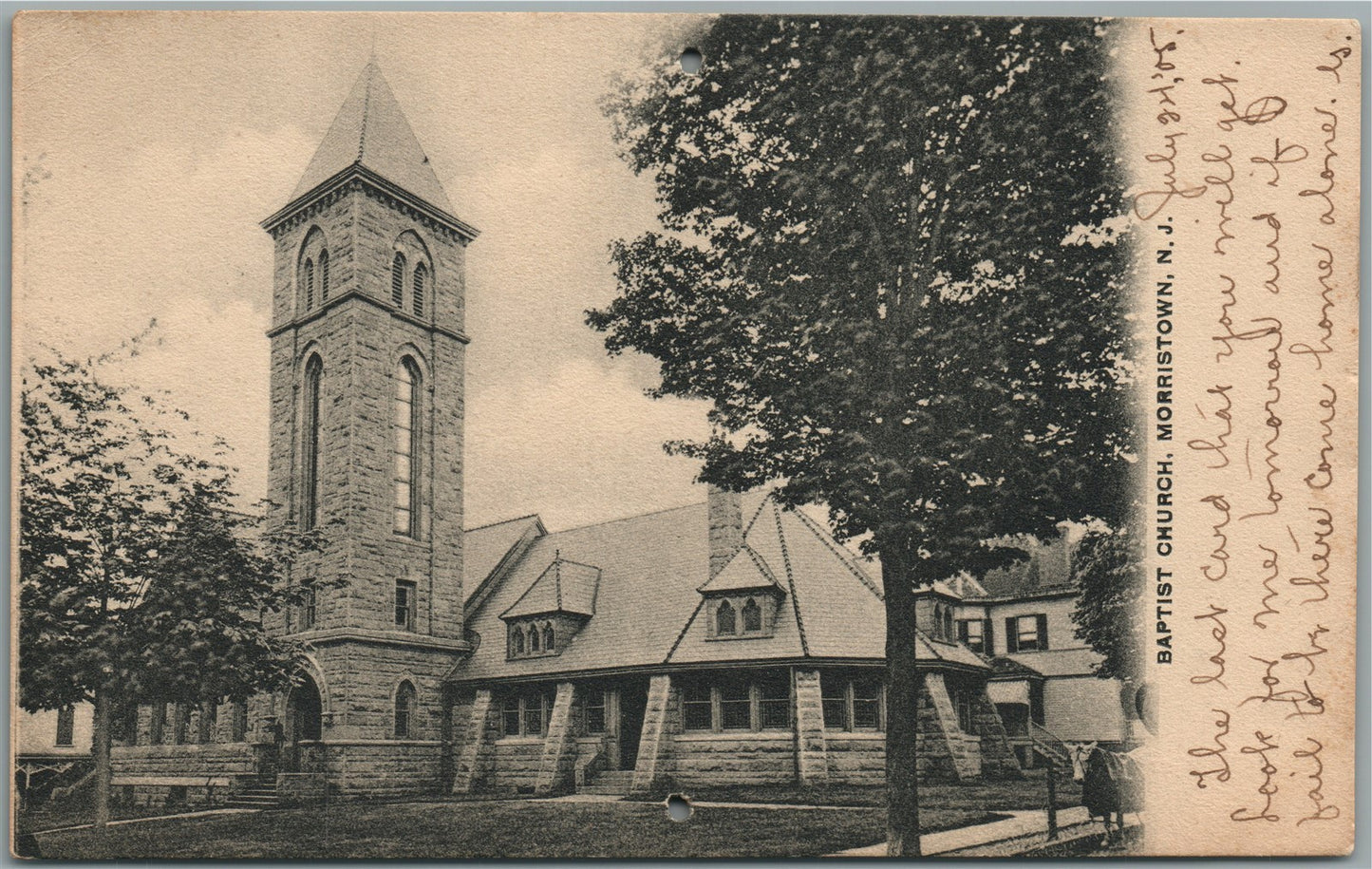 MORRISTOWN NJ BAPTIST CHURCH ANTIQUE POSTCARD