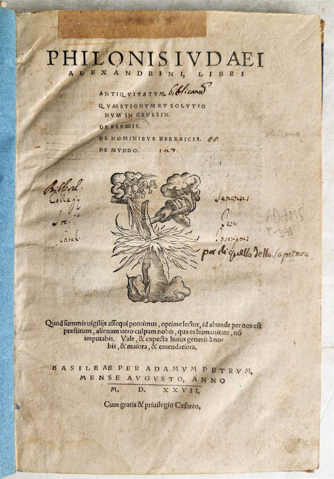 1527 POST-INCUNABULA PHILO of ALEXANDRIA antique Philonis Iudaei JUDAICA