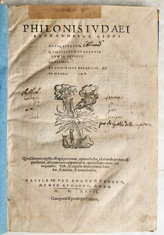 1527 POST-INCUNABULA PHILO of ALEXANDRIA antique Philonis Iudaei JUDAICA