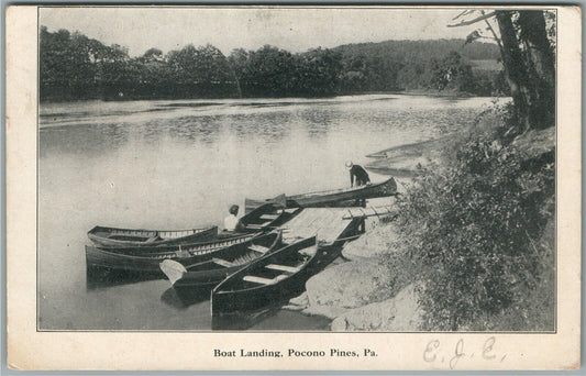 POCONO PINE PA BOAT LANDING ANTIQUE POSTCARD