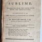1792 DIONYSIUS LONGINUS on SUBLIME antique ANCIENT GREEK WORK in ENGLISH