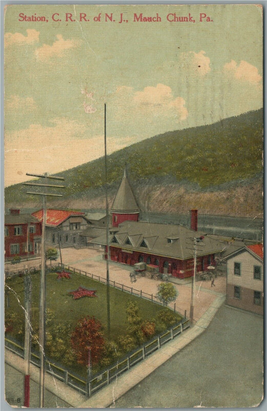 PHILADELPHIA MAUCH CHUNK PA RAILROAD STATION RAILWAY DEPOT ANTIQUE POSTCARD
