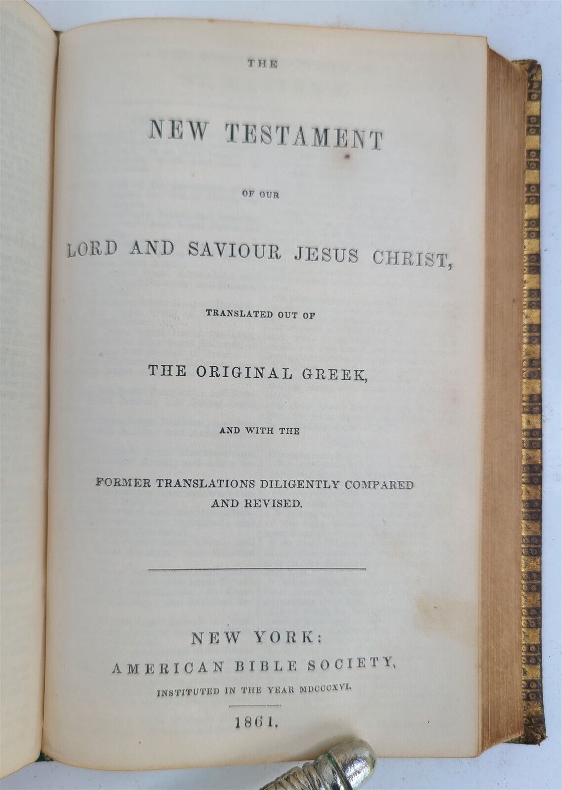 1861 BIBLE in ENGLISH OLD & NEW TESTAMENT antique AMERICANA NY CIVIL WAR ERA