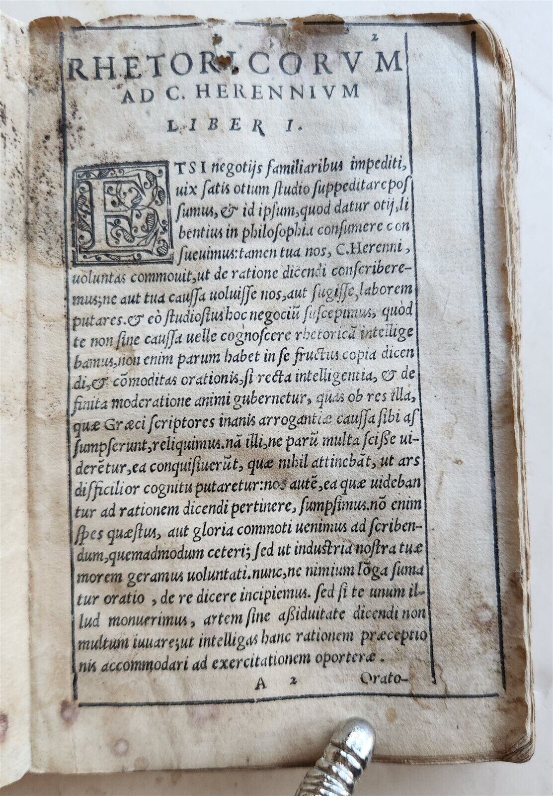 1576 CICERO Rhetoricorum ad Herennium antique 16th CENTURY vellum binding