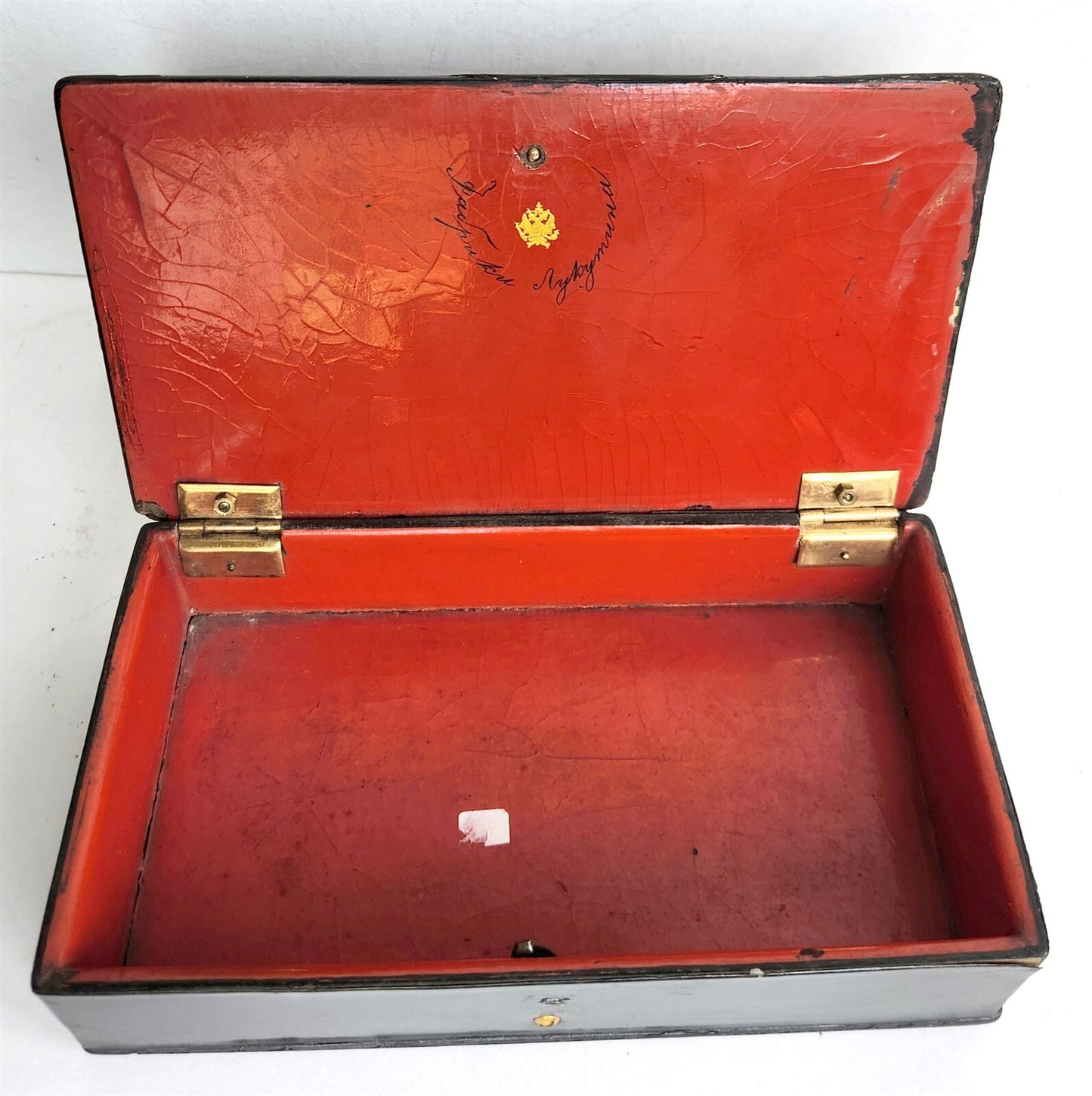 RUSSIAN 19th century antique LACQUER BOX LUKUTIN MANUFACTURE large TAVERN SCENE