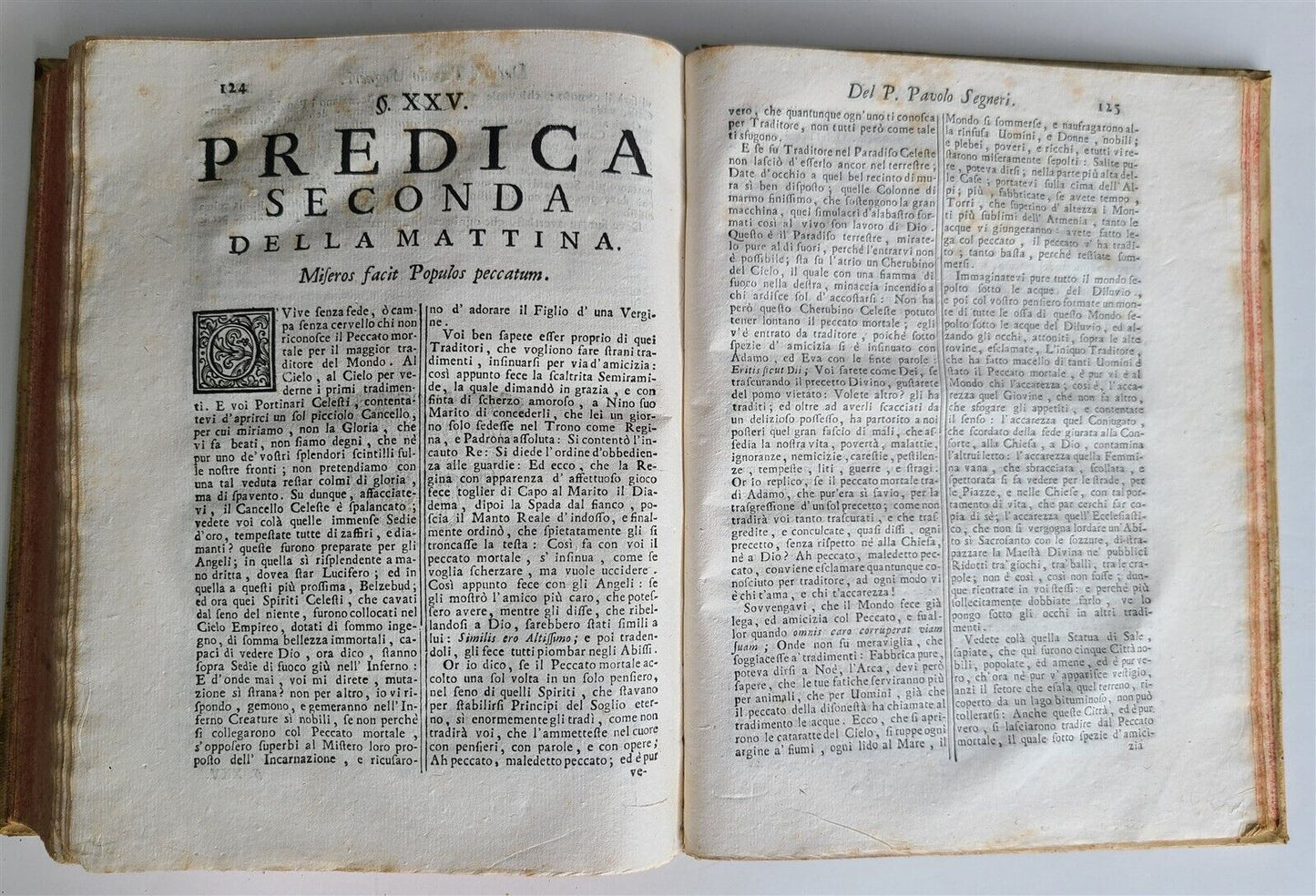 1765 QUARESIMALE DEL PADRE PAOLO SEGNERI antique VELLUM BOUND in Italian