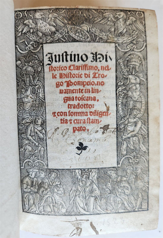 1523 POST-INCUNABULA HISTORY of TROGI POMPEI & JULIUS CAESAR antique VELLUM