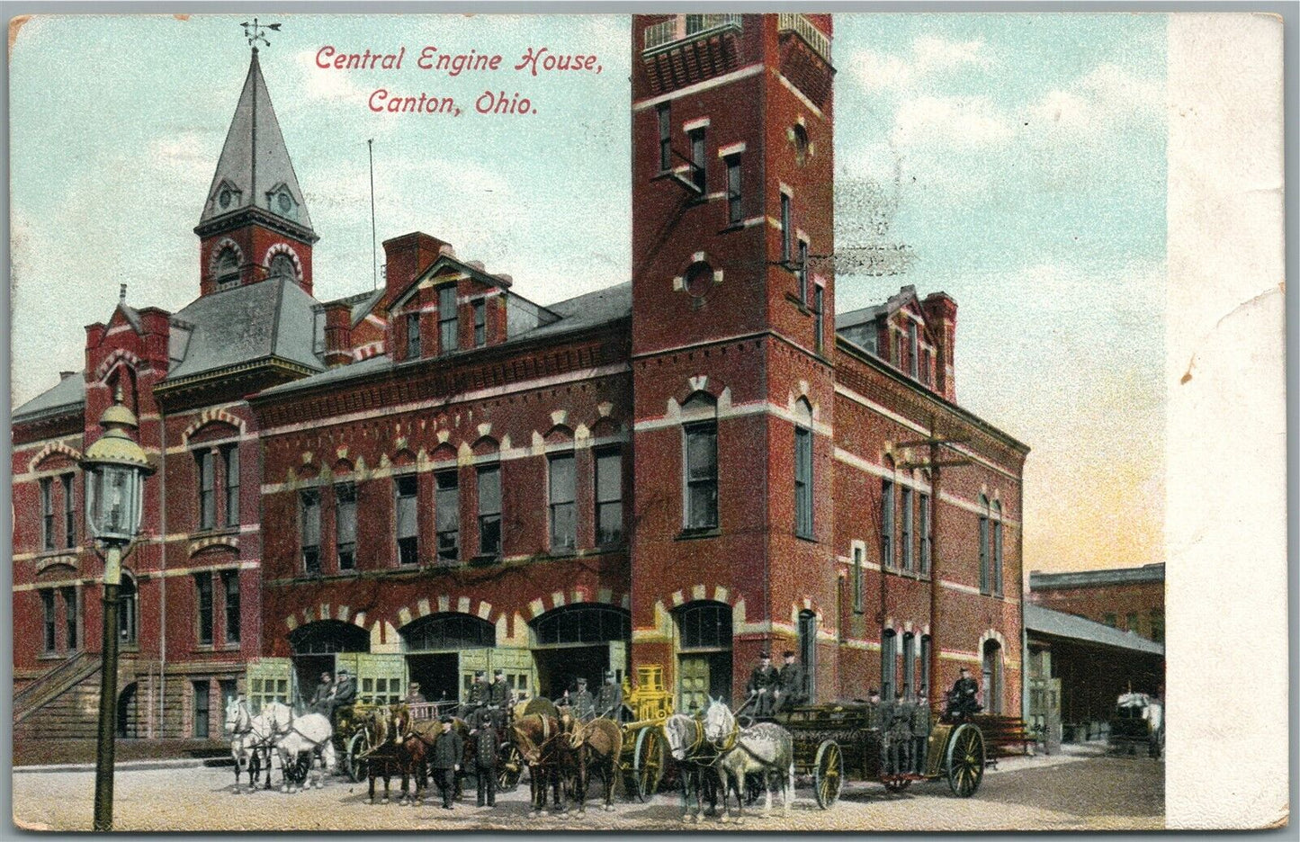 CANTON OH FIRE STATION ANTIQUE POSTCARD