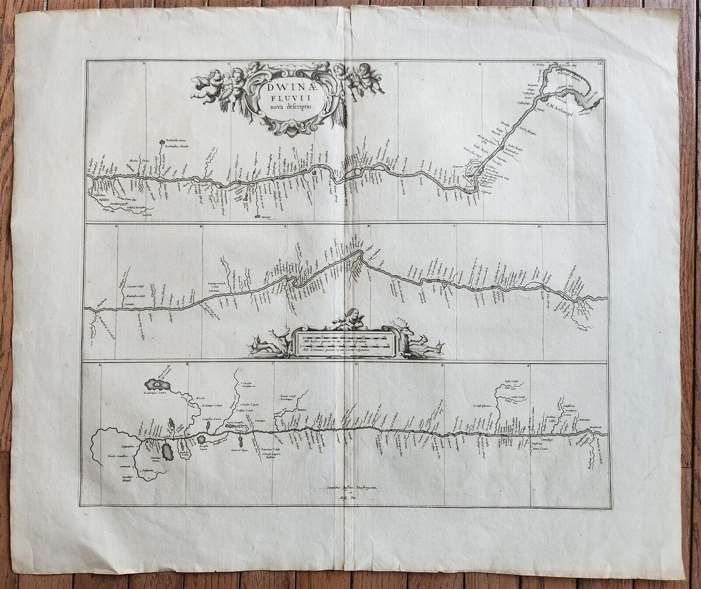 1680 MAP of NORTH RUSSIA antique DWINA FLUVII Nova Description 23 by 27" RARE