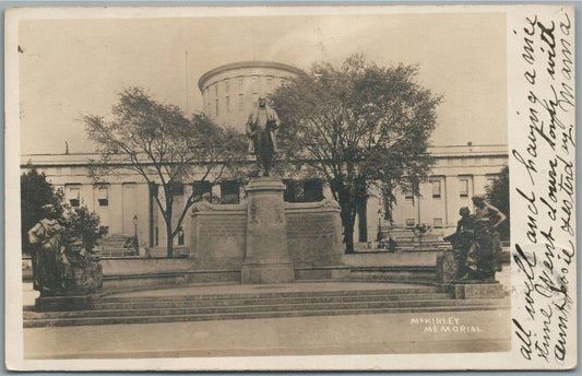 COLUMBUS OH McKINLEY MEMORIAL ANTIQUE REAL PHOTO POSTCARD RPPC