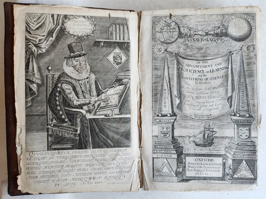 1640 FRANCIS BACON in ENGLISH antique Partitions of Sciences