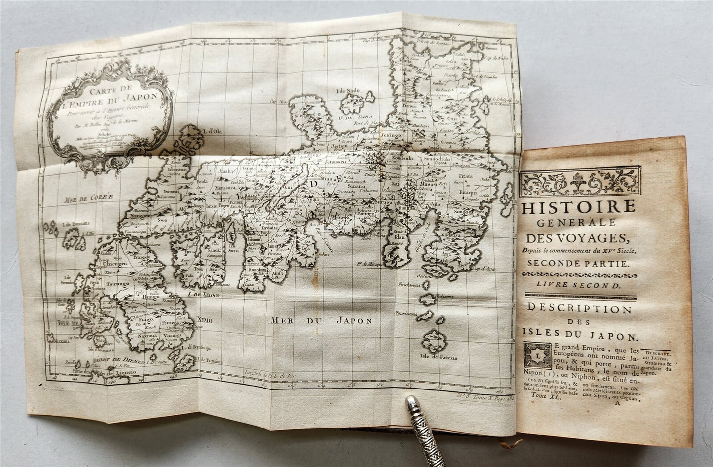 1752 HISTOIRE des VOYAGES illustrated TRAVELS to JAPAN vol. 40 antique