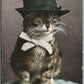 CATS in HAT CATSKILLS PA GREETINGS ANTIQUE POSTCARD