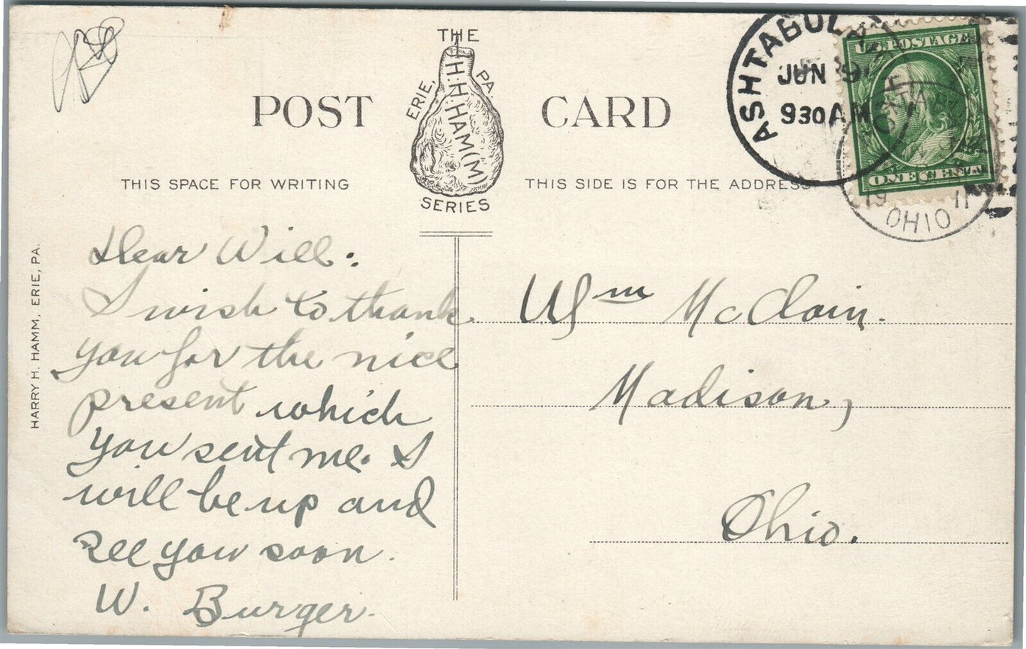 ASHTABULA OH LAKE SHORE RAILROAD STATION RAILWAY DEPOT ANTIQUE POSTCARD