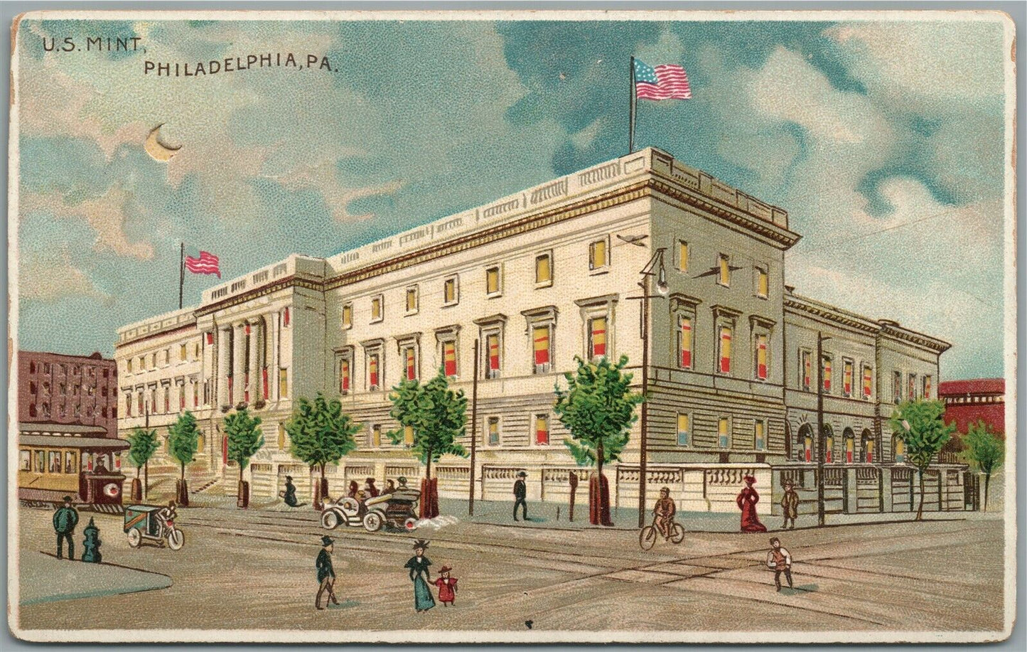 PHILADELPHIA PA US MINT HOLD TO LIGHT ANTIQUE POSTCARD