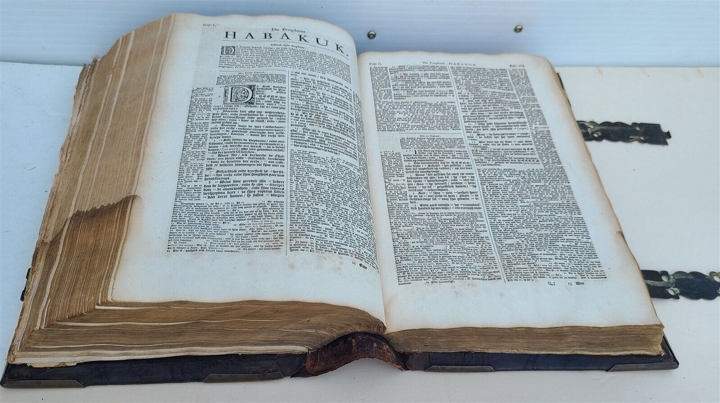 1662 BIBLE in DUTCH antique BIBLIA MASSIVE FOLIO ILLUSTRATED 6 MAPS incl. WORLD