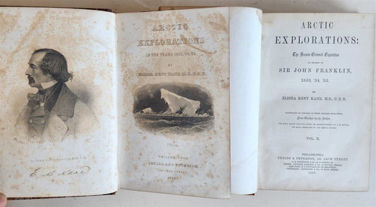 1856 ARCTIC EXPLORATIONS in 1853-55 ELISHA KENT KANE antique GRINNELL EXPEDITION