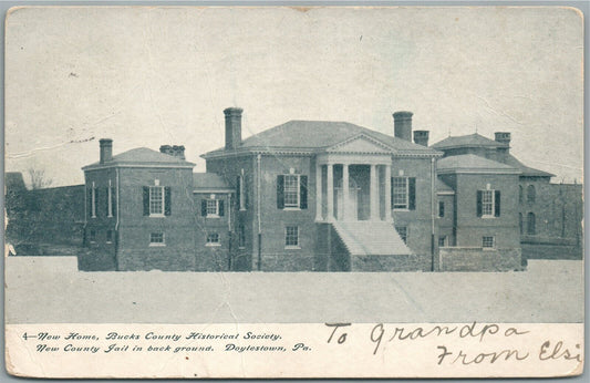 DOYLESTOWN PA BUCKS CO. HISTORICAL SOCIETY & COUNTY JAIL ANTIQUE POSTCARD