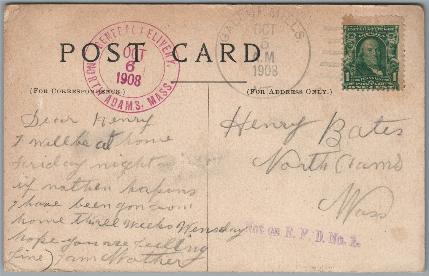 CONWAY MA MAIN STREET BRIDGE ANTIQUE POSTCARD