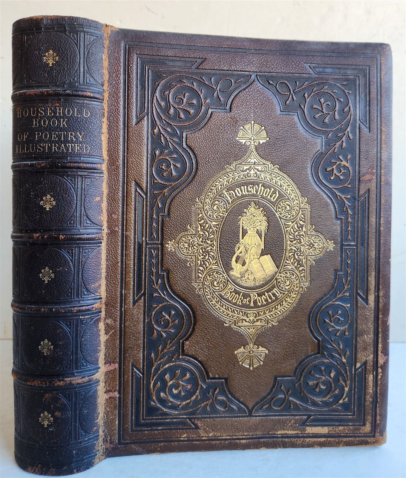 1868 HOUSEHOLD BOOK of POETRY by CHARLES DANA antique ILLUSTRATED FINE BINDING