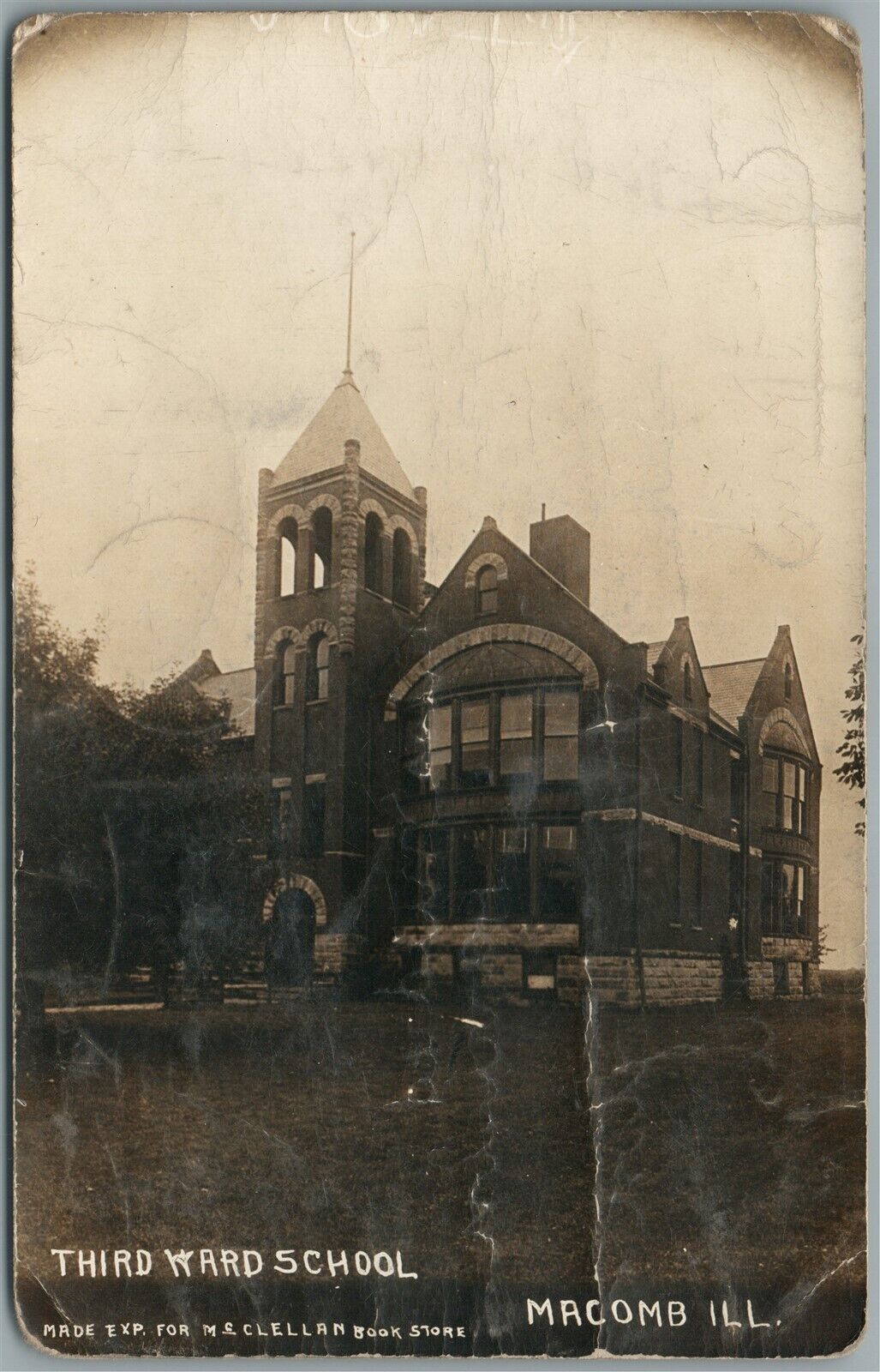 MACOMB IL THIRD WARD SCHOOL ANTIQUE REAL PHOTO POSTCARD RPPC