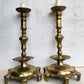 17th-18th century RUSSIAN BRONZE PAIR of CANDLESTICKS antique RARE