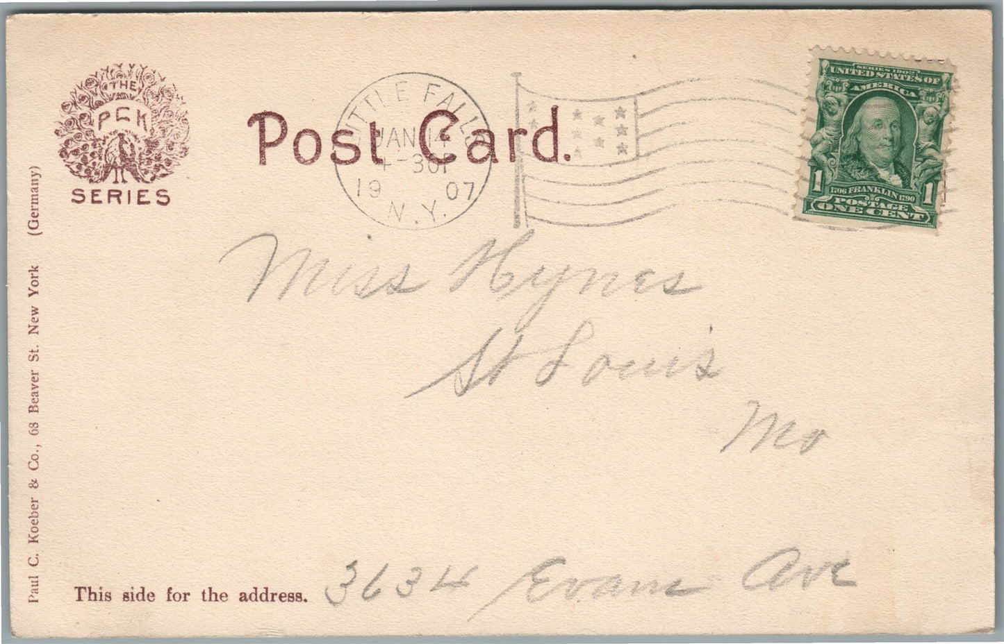 LITTLE FALLS NY DOWN THE RIVER ANTIQUE POSTCARD