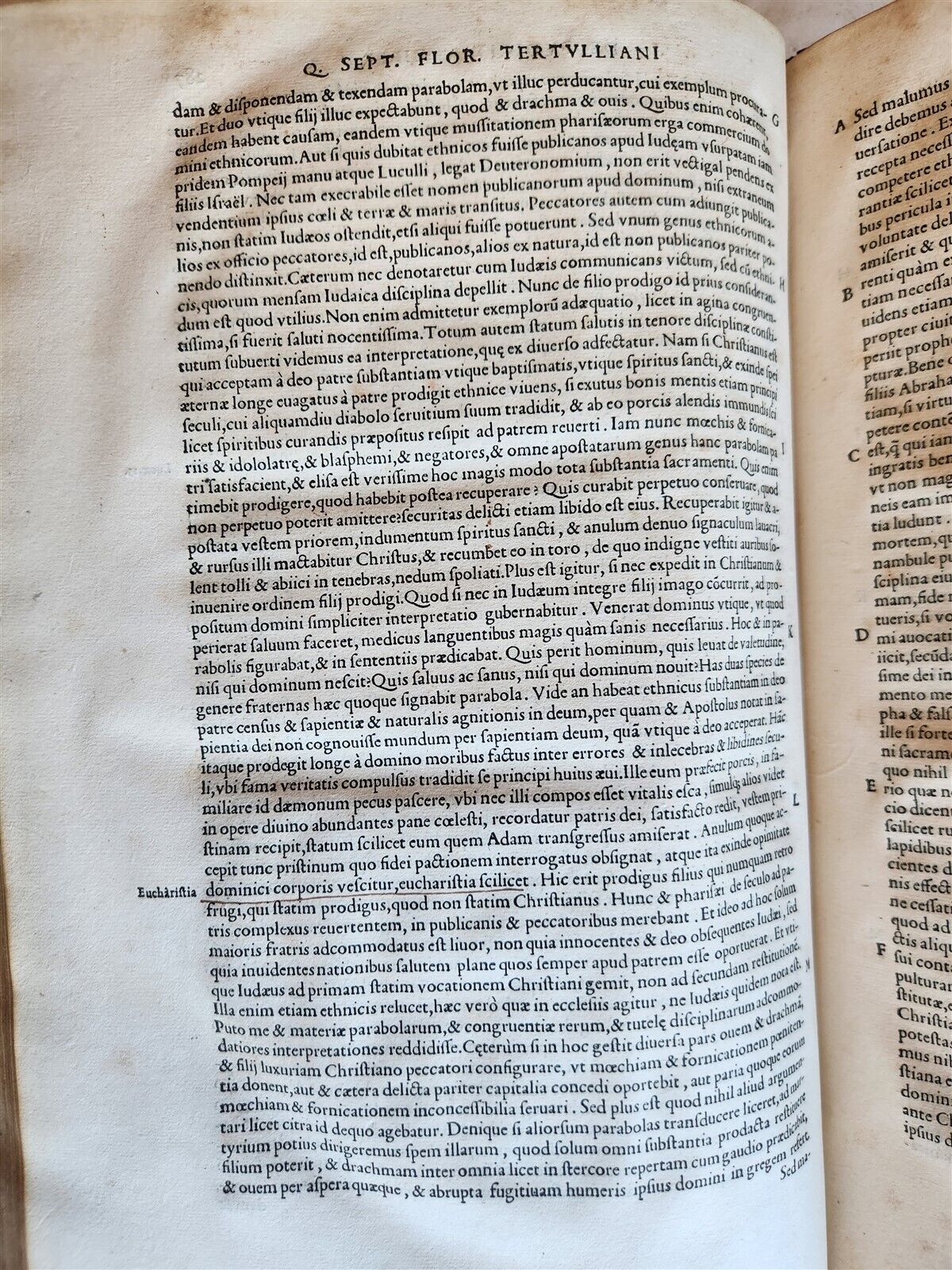 1545 TERULLIAN THEOLOGY in LATIN antique 16th CENTURY FOLIO PIGSKIN BOUND