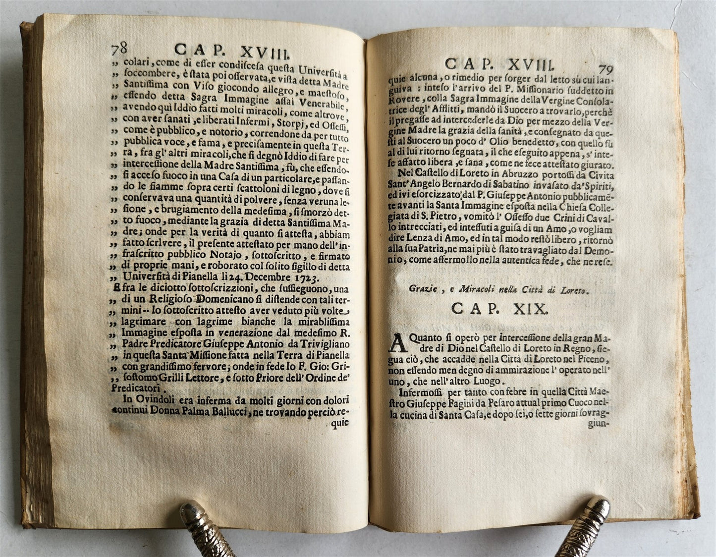 1727 GRACES & MIRACLES of GOD antique in ITALIAN vellum bound