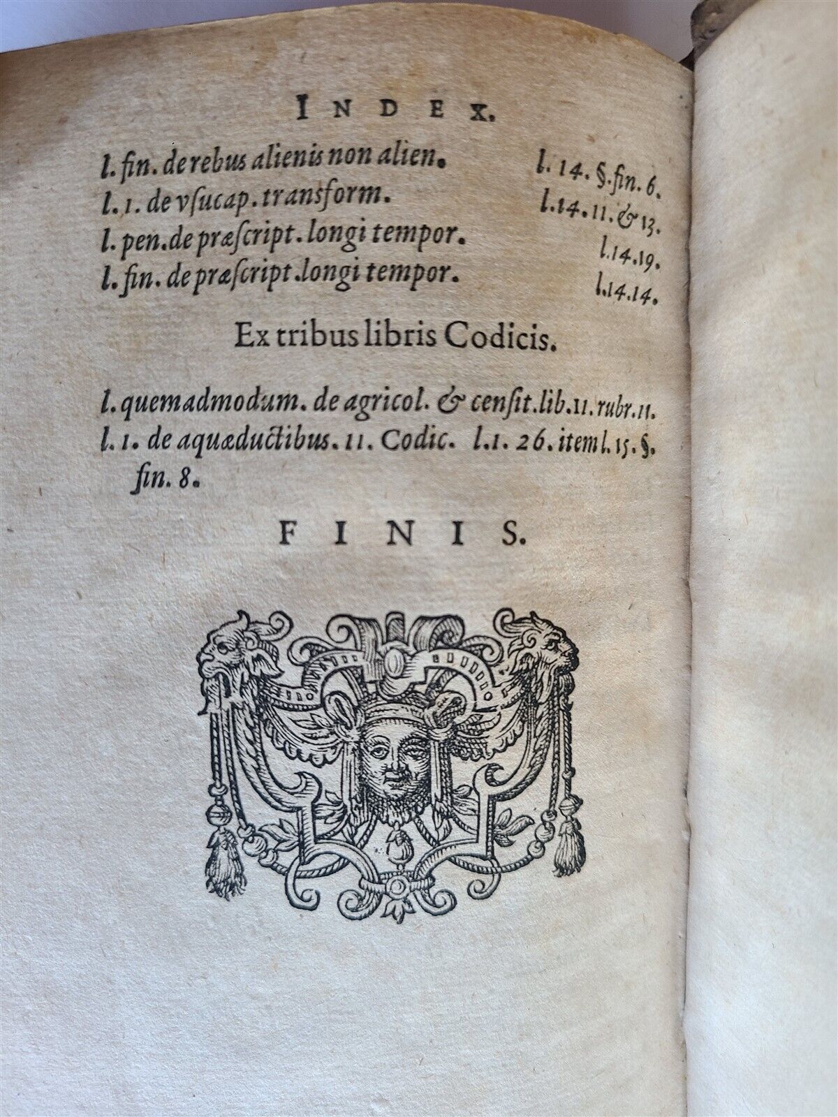 1586-1593 LAW BOOK by CAESARIS CONTARDI antique FINE HAND TOOLED PIGSKIN BINDING