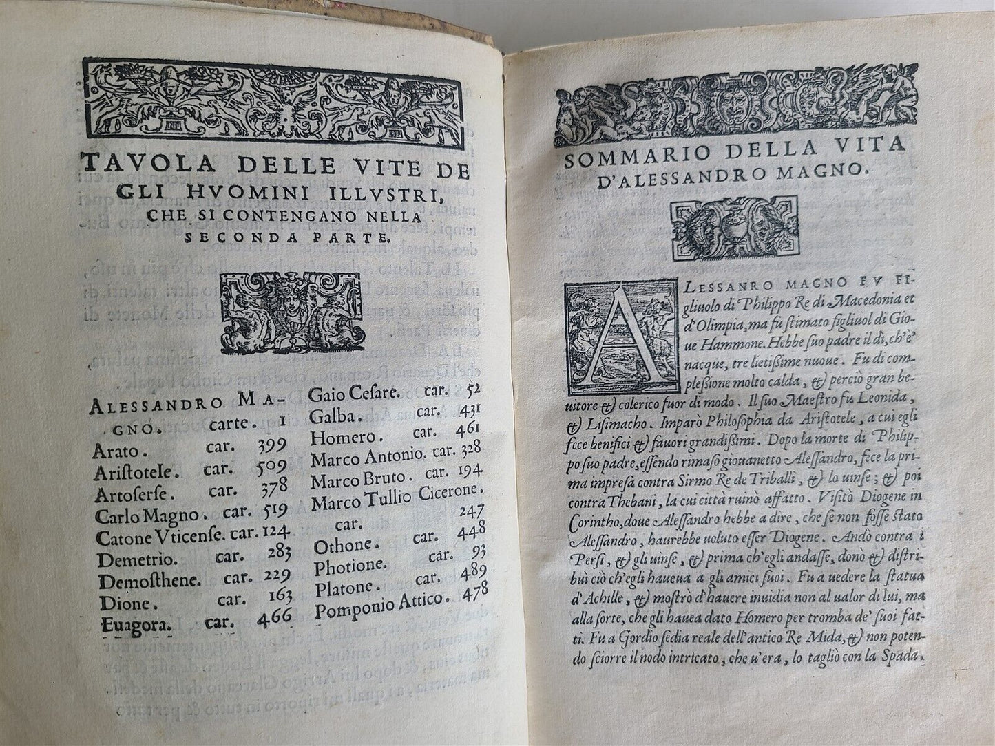 1560 PLUTARCH transl. by Lodovico Domenichi antique VELLUM BINDING 16th CENTURY