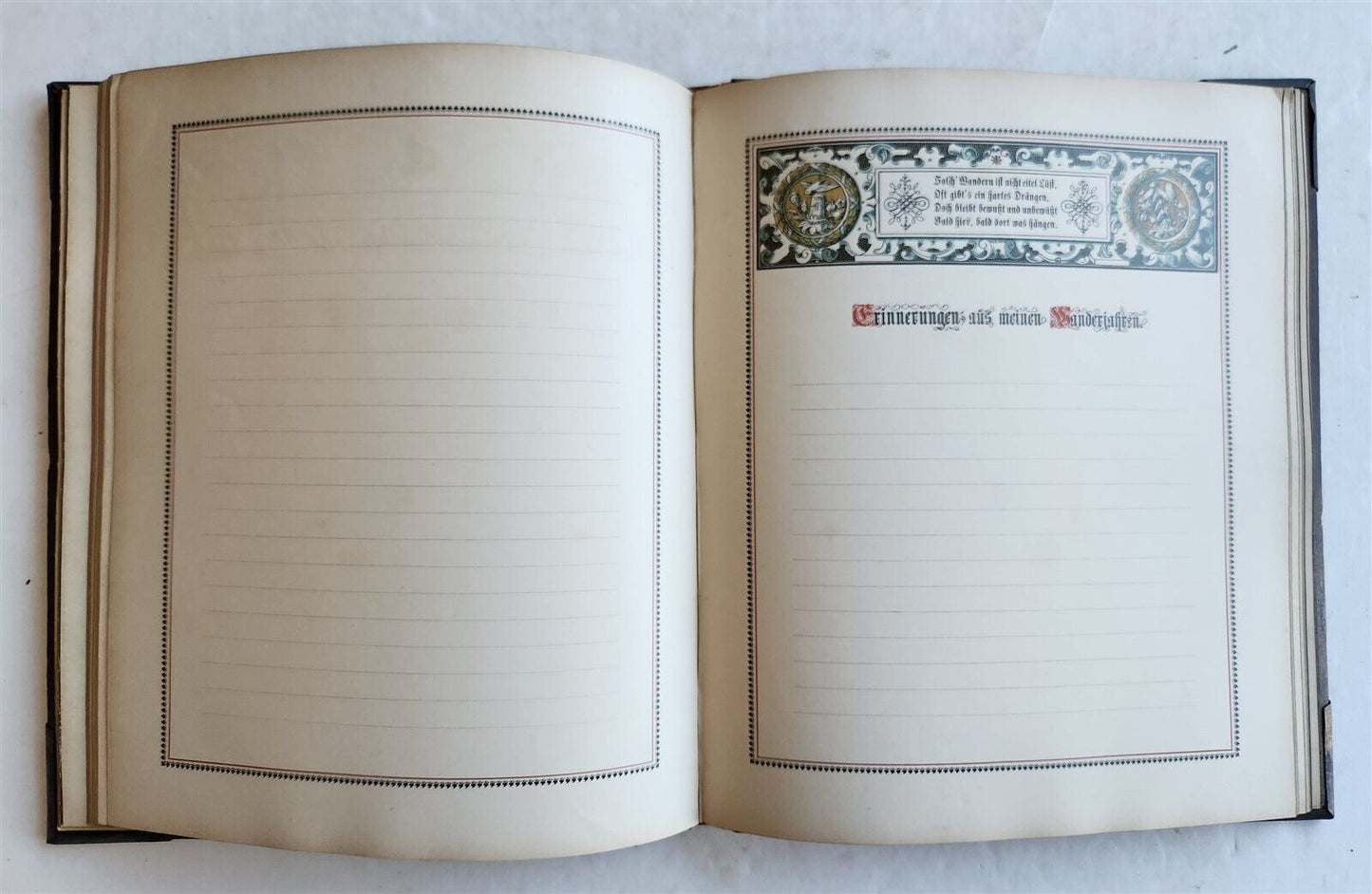 1890 FAMILY CHRONICLE w/ AMAZING BLIND-STAMPED LEATHER BINDING antique