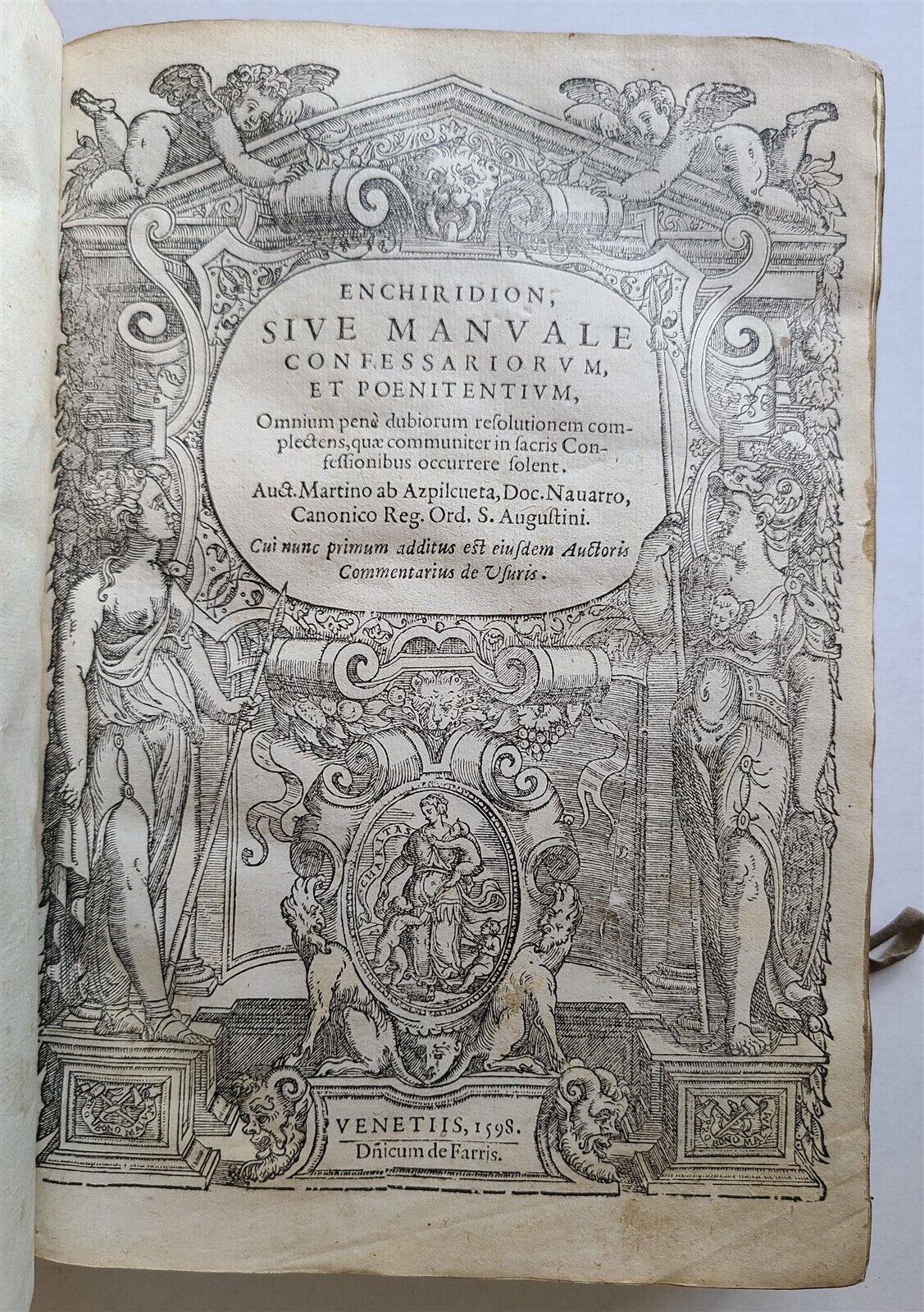 1598 CANON LAW THEOLOGY by Martino de AZPILCUETA antique VELLUM 16th CENTURY