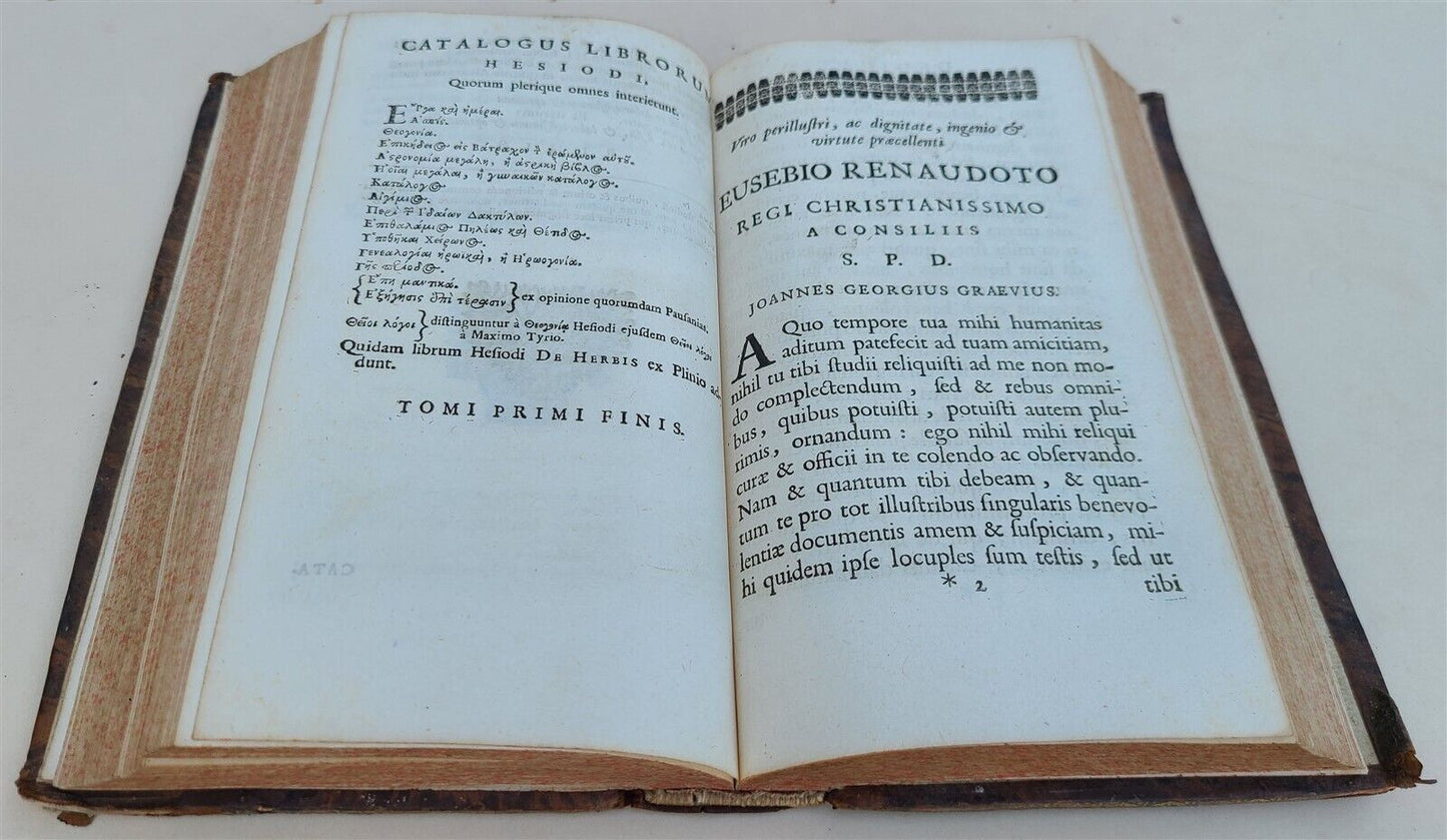 1701 HESIOD by Ioannis Georgii Graevii antique in LATIN & GREEK