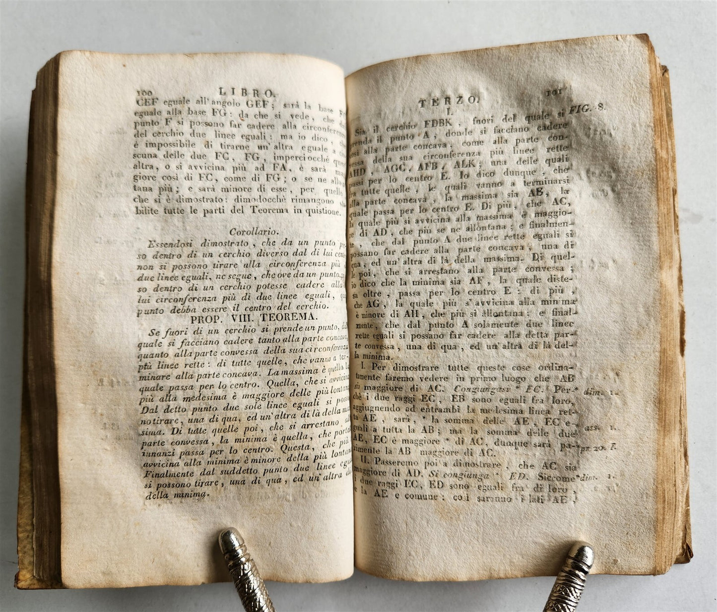 1824 EUCLID GEOMETRY antique ILLUSTRATED vellum binding