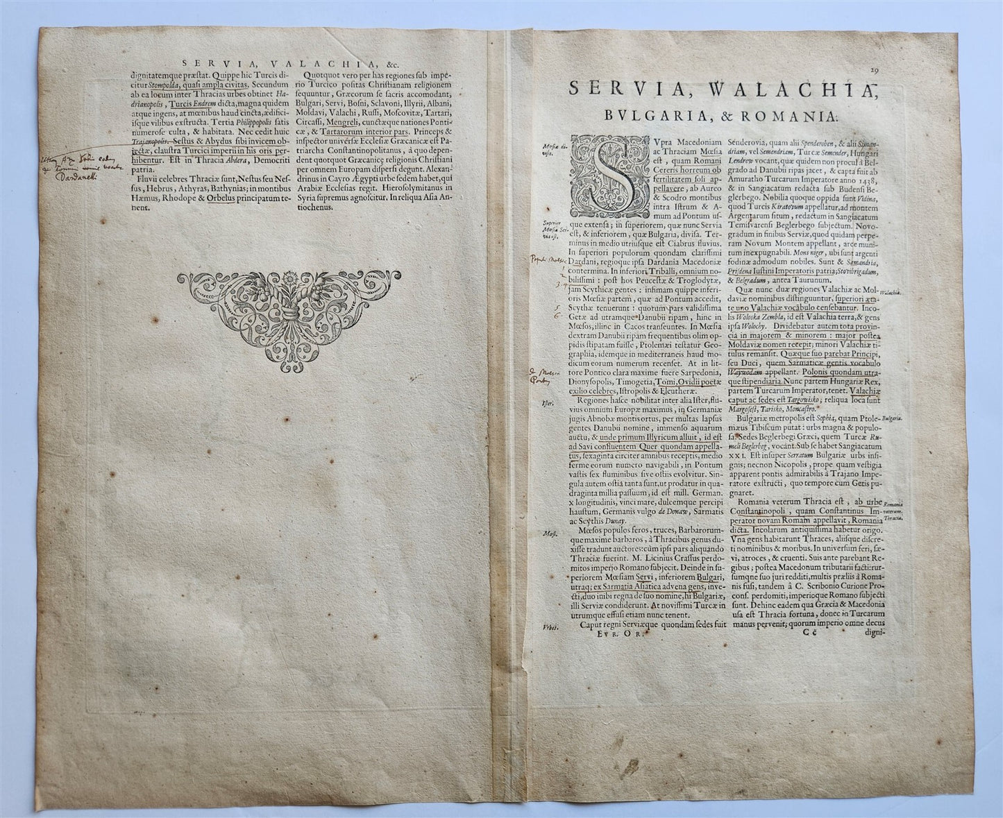 1640 SERBIA BULGARIA ROMANIA MAP by WILLEM BLAEU antique AUTHENTIC hand colored
