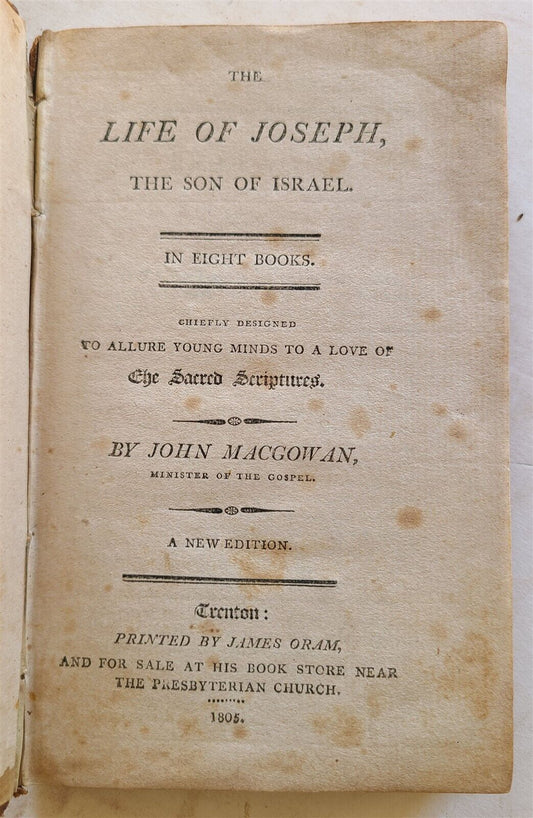 1805 LIFE of JOSEPH SON of ISRAEL antique TRENTON AMERICANA