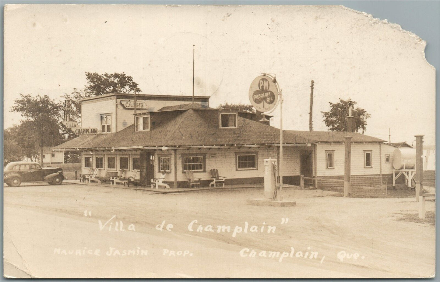 CANADA CHAMPLAIN QUE GAS STATION ANTIQUE REAL PHOTO POSTCARD RPPC