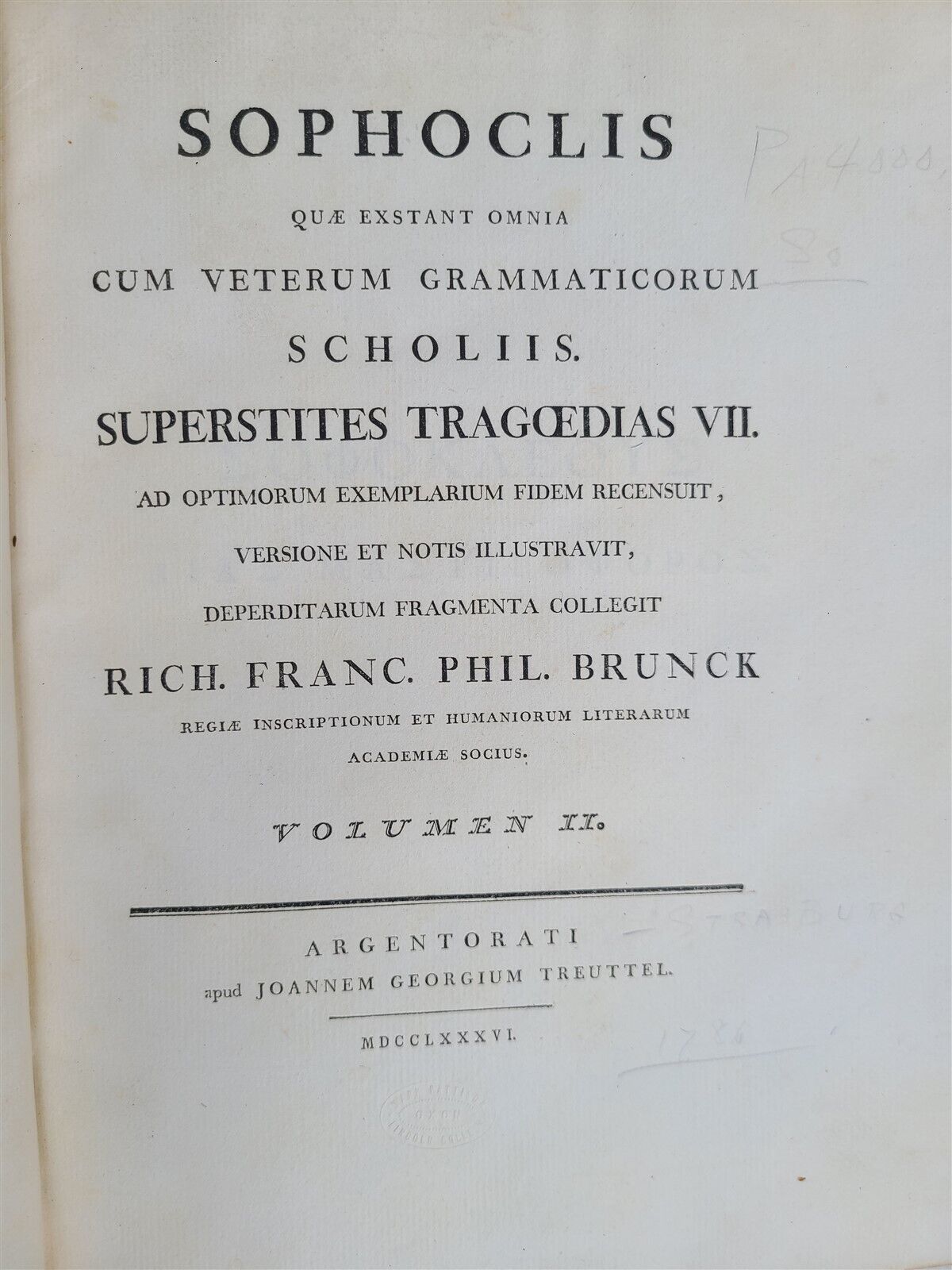 1786 SOPHOCLES POETRY in GREEK 2 VOLUMES antique