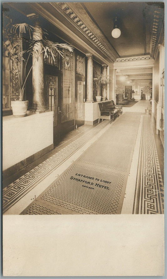 CHICAGO IL STRATFORD HOTEL ENTRANCE VINTAGE REAL PHOTO POSTCARD RPPC