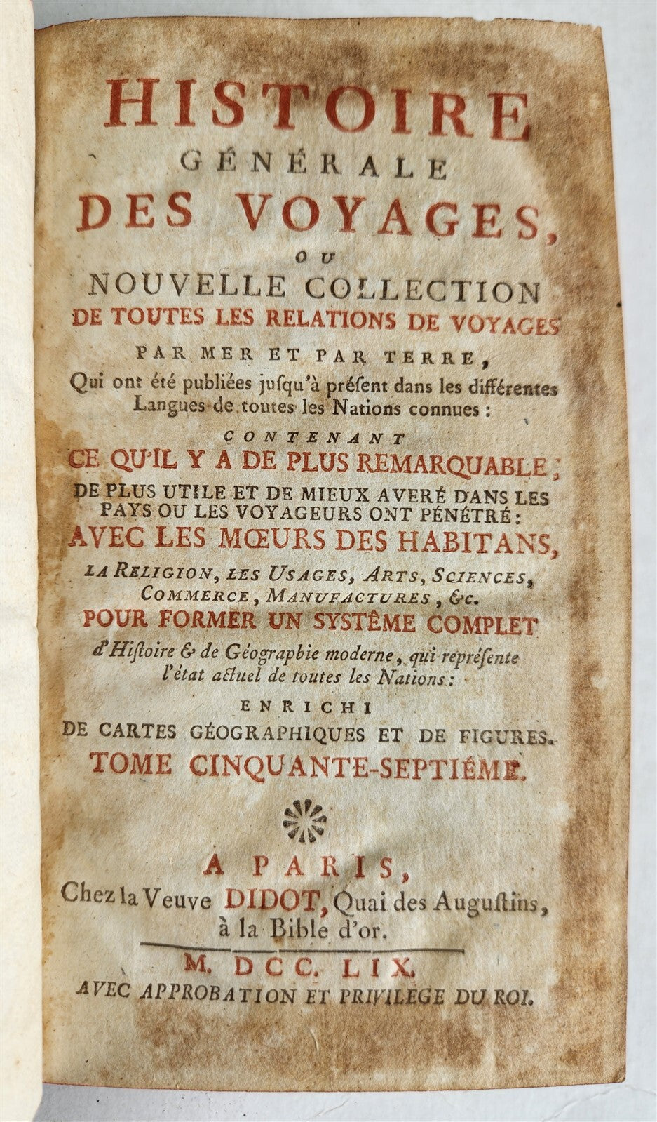 1759 HISTOIRE des VOYAGES antique vol.57 illustrated ARCTIC SEA RUSSIA NORWAY