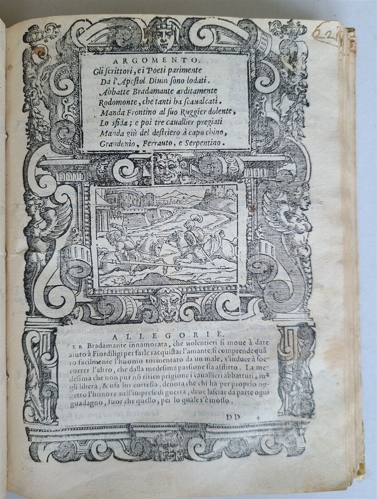 1583 ORLANDO FURIOSO by Ludovico ARIOSTO STRIKINGLY ILLUSTRATED antique vellum